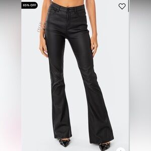 Black Faux Leather Flare Pants